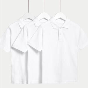 M&S COLLECTION 3 pack Unisex Pure Cotton School Polo Shirts size 14-15 New